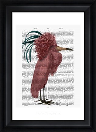 Framed Crested Marsala Bird Print