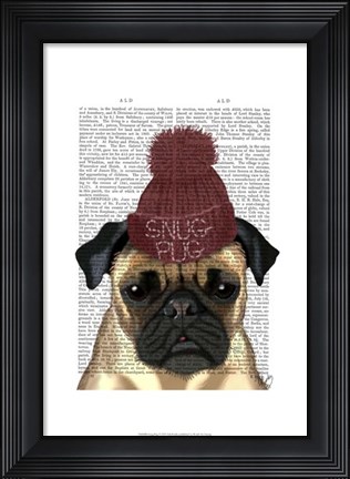 Framed Snug Pug Print