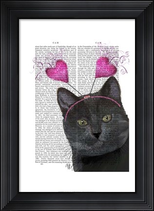 Framed Black Cat Valentines Print