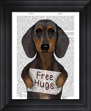 Framed Dachshund Free Hugs Print