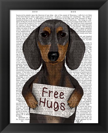 Framed Dachshund Free Hugs Print