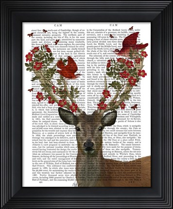 Framed Deer and Love Birds Print