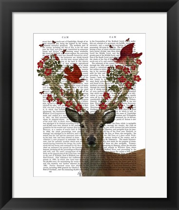 Framed Deer and Love Birds Print