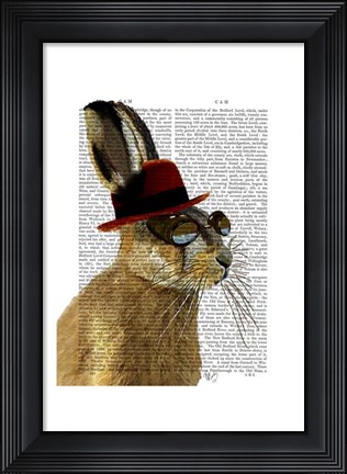 Framed Steampunk Hare with Bowler Hat Print
