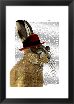 Framed Steampunk Hare with Bowler Hat Print