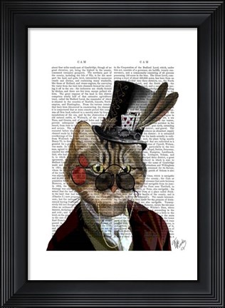 Framed Phileas Feline Steampunk Cat &amp; Top Hat Print