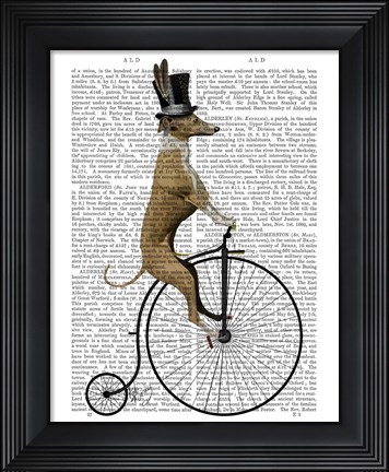 Framed Greyhound on Black Penny Farthing Bike Print