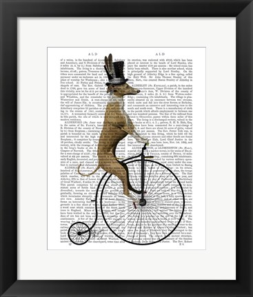 Framed Greyhound on Black Penny Farthing Bike Print