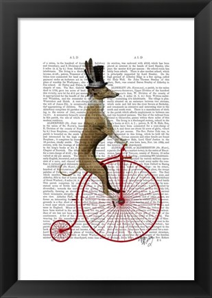 Framed Greyhound on Red Penny Farthing Bike Print