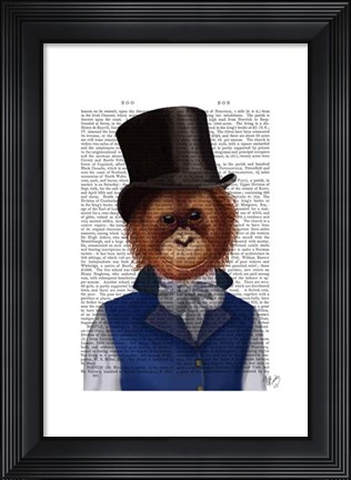Framed Orangutan in Top Hat Print