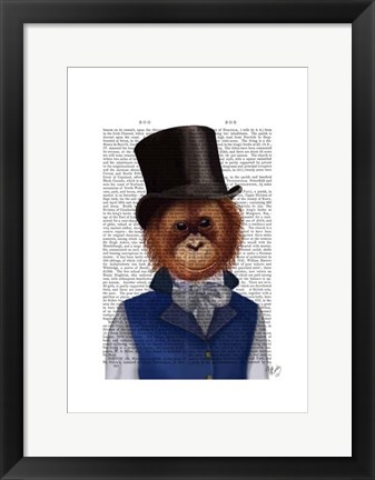 Framed Orangutan in Top Hat Print