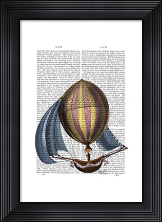 Framed AirShip with Blue Sails Print