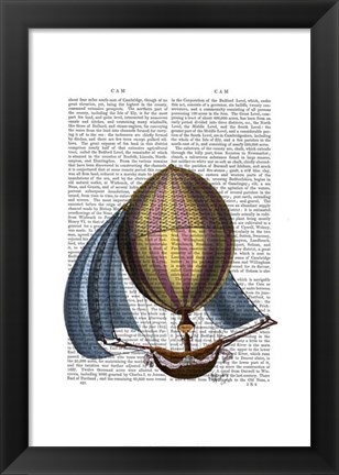 Framed AirShip with Blue Sails Print