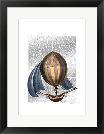 Framed AirShip with Blue Sails Print