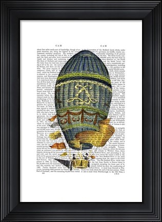 Framed Blue Cylindrical Hot Air Balloon Print