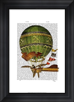 Framed Hot Air Balloon Green Print
