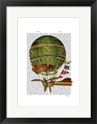 Framed Hot Air Balloon Green Print