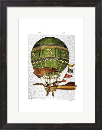 Framed Hot Air Balloon Green Print