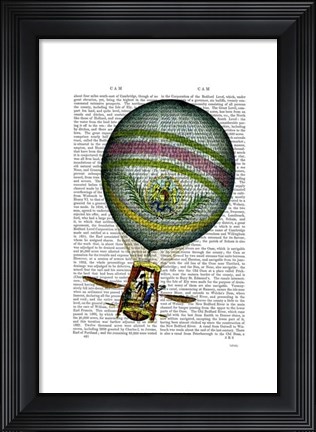 Framed Light Blue Hot Air Balloon Print