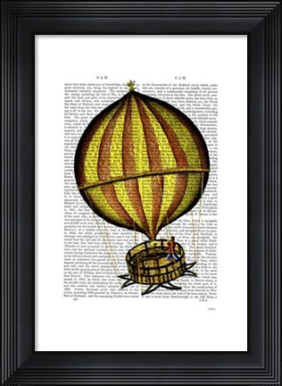 Framed Hot Air Balloon Yellow and Red Print