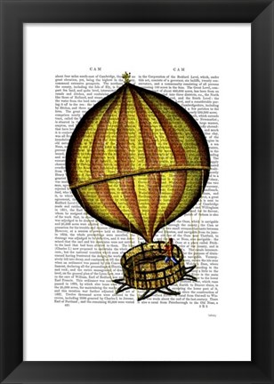 Framed Hot Air Balloon Yellow and Red Print