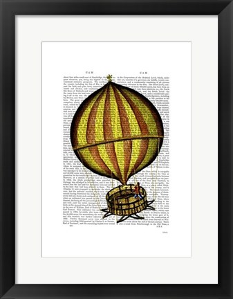 Framed Hot Air Balloon Yellow and Red Print