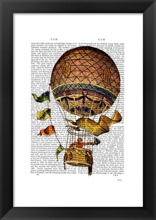 Framed Hot Air Balloon with Flags Print