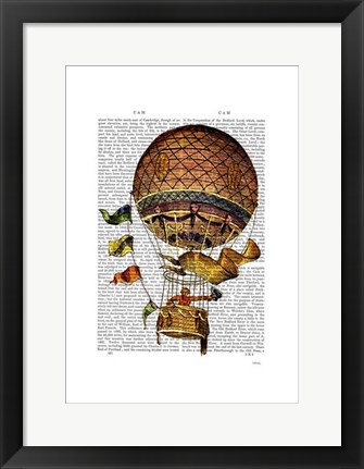 Framed Hot Air Balloon with Flags Print