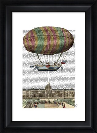 Framed Jardin De Tuileries Hot Air Balloon Print