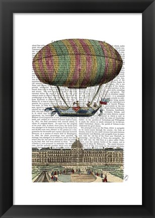 Framed Jardin De Tuileries Hot Air Balloon Print