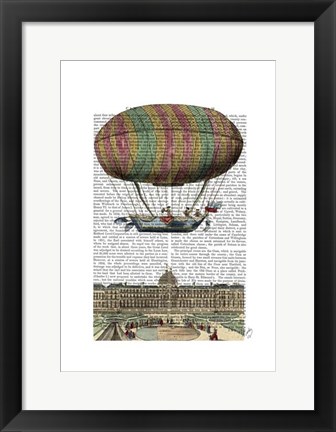 Framed Jardin De Tuileries Hot Air Balloon Print