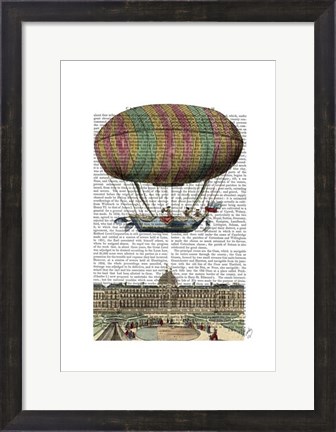 Framed Jardin De Tuileries Hot Air Balloon Print