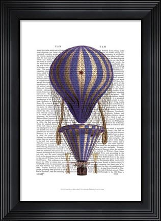 Framed Tiered Hot Air Balloon Blue Print