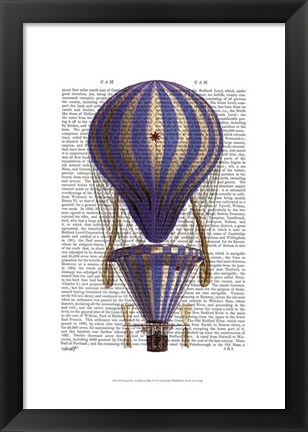 Framed Tiered Hot Air Balloon Blue Print