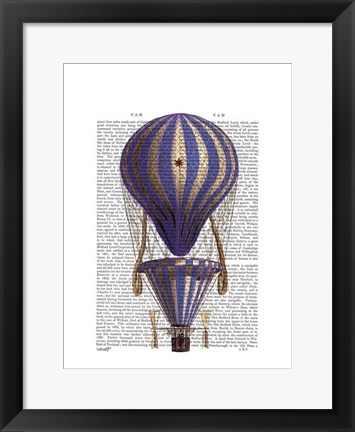 Framed Tiered Hot Air Balloon Blue Print
