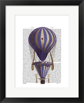 Framed Tiered Hot Air Balloon Blue Print