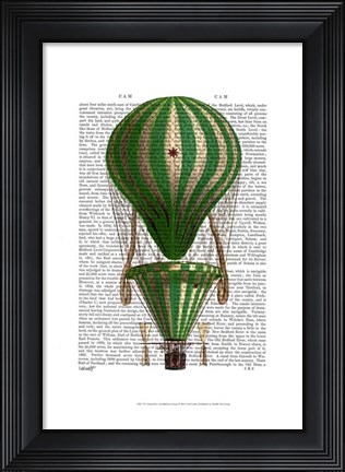 Framed Tiered Hot Air Balloon Green Print