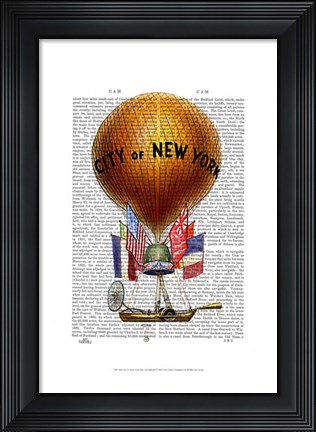 Framed City of New York Hot Air Balloon Print
