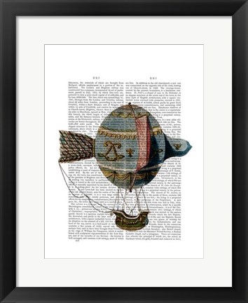 Framed Hot Air Balloon With Tail Feather Print