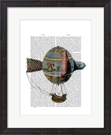 Framed Hot Air Balloon With Tail Feather Print
