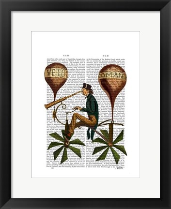 Framed Voyage A La Lune Hot Air Balloon Print