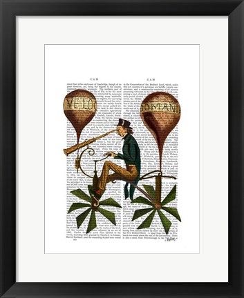 Framed Voyage A La Lune Hot Air Balloon Print