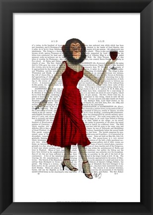 Framed Chimp With Wine Print