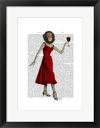 Framed Chimp With Wine Print