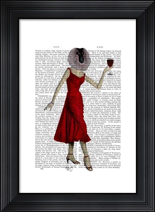 Framed Monkey with Wine Print