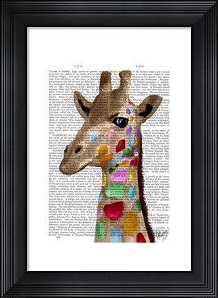 Framed Multicoloured Giraffe Print