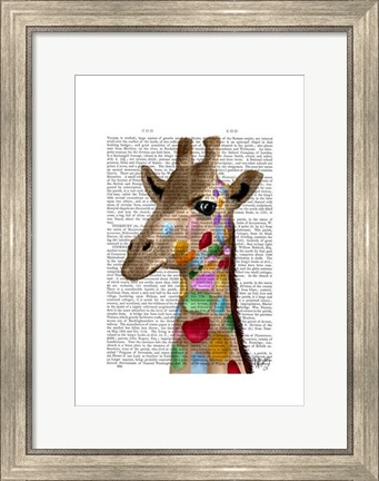Framed Multicoloured Giraffe Print