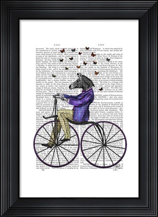 Framed Zebra On Bicycle Print