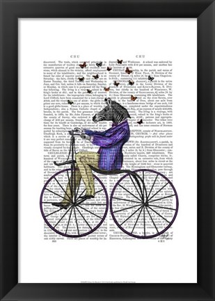 Framed Zebra On Bicycle Print
