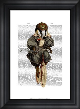 Framed Badger on Vintage Bicycle Print
